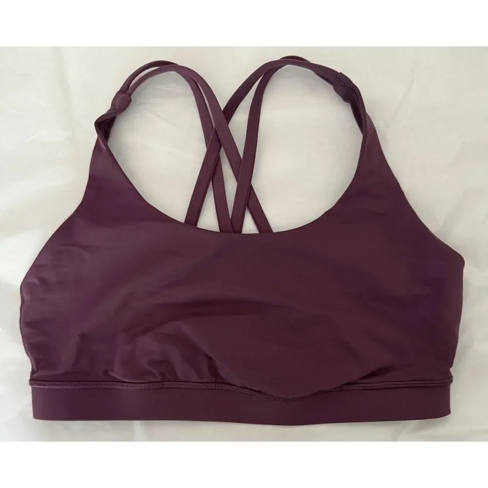 Lululemon Energy Bra Medium Support Grape Thistle Purple Strappy Sports Bra 10